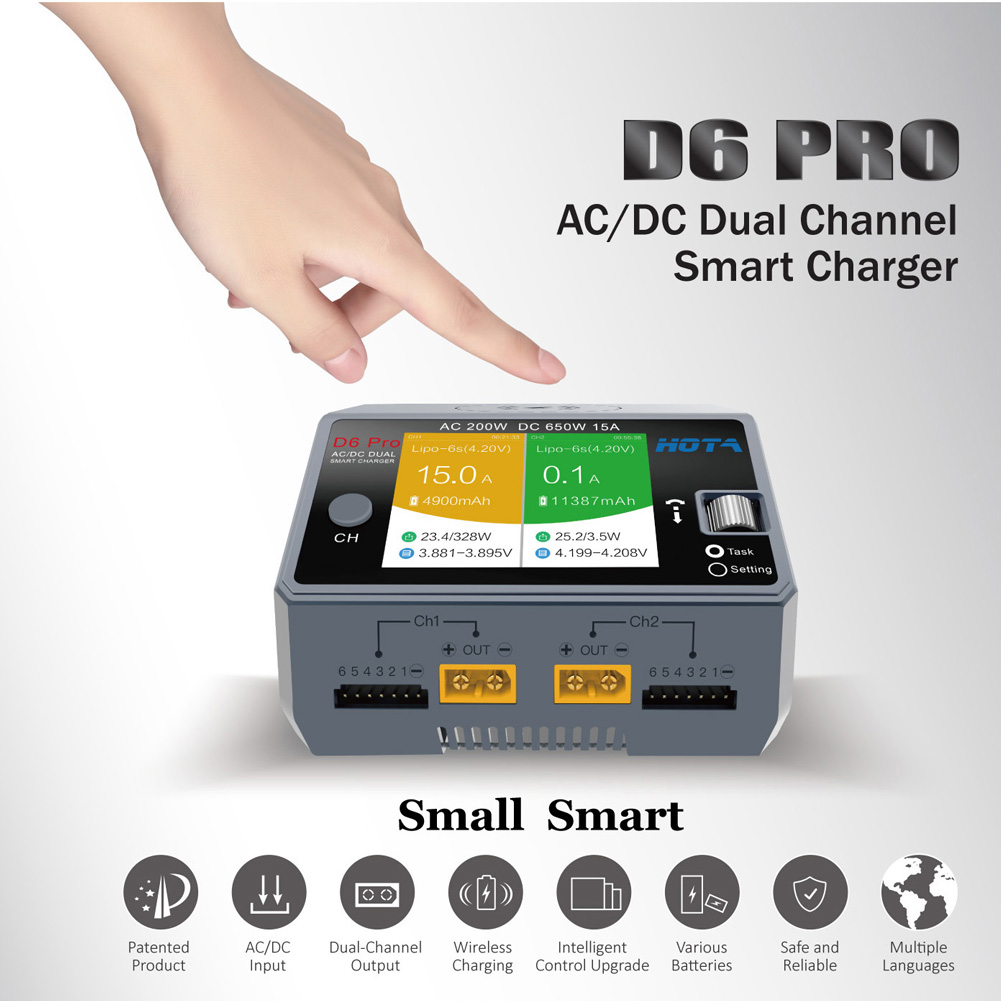 HOTA D6 Pro Black AC 200w DC 2 - Hota D6 Pro Dual Lipo Charger review and price